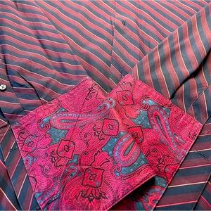 Banana Republic French Cuff Long Sleeve Striped Contrasting Design XL 17-17.5